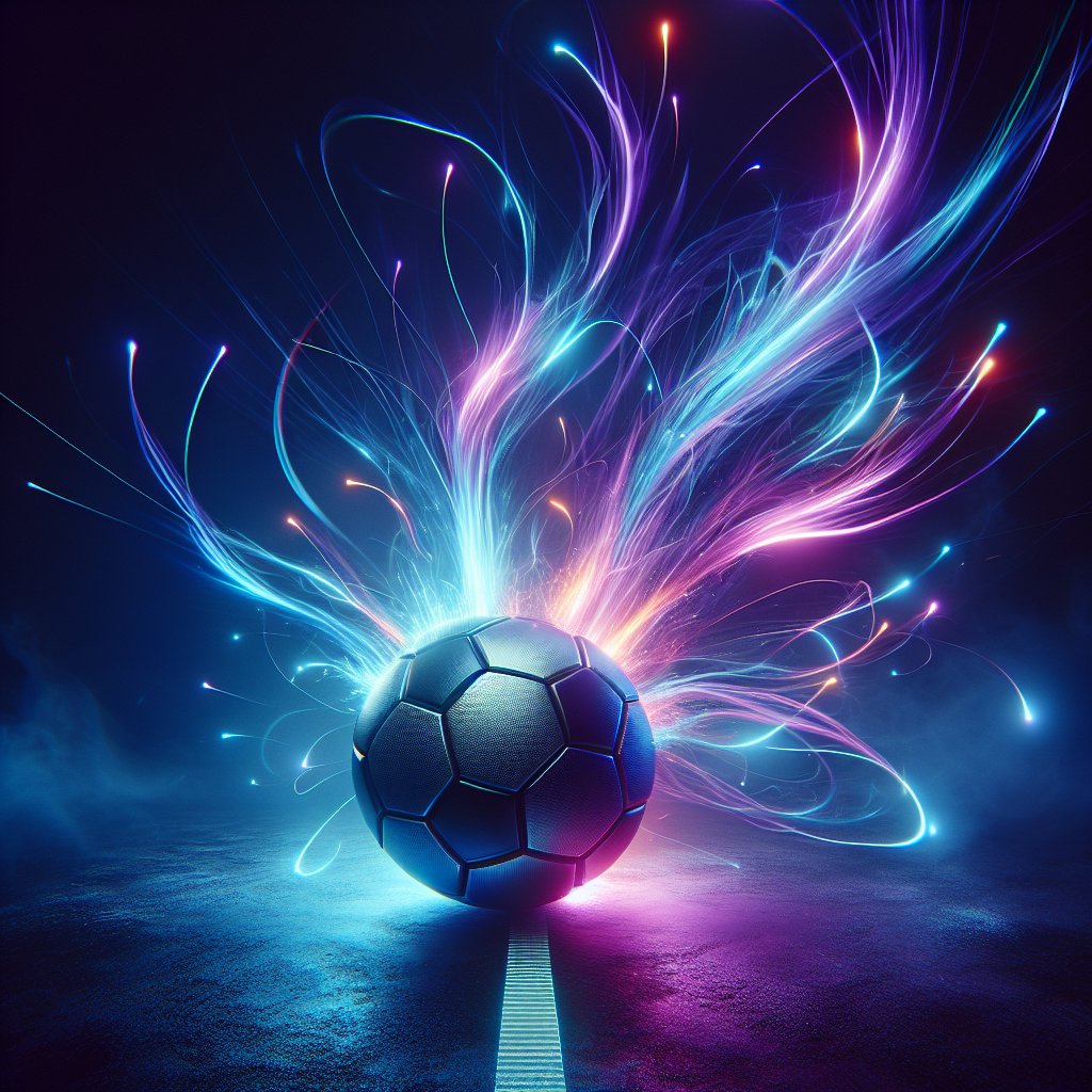 Neon soccer ball with energy trails