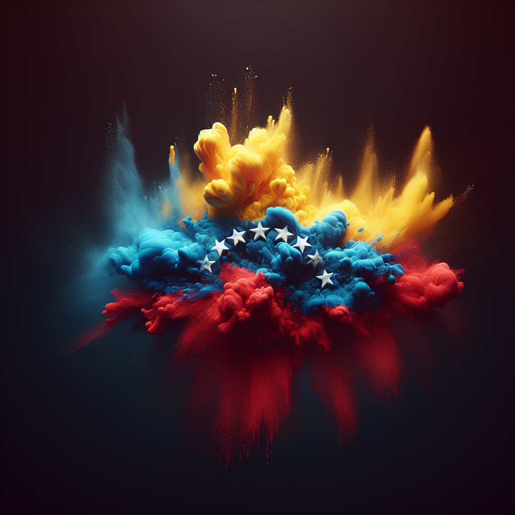 Venezuelan flag colors as artistic paint explosion